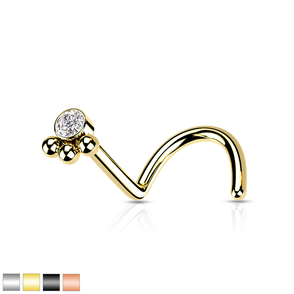 20G Surgical Steel Beaded Ball Cluster Nose Screw Rings